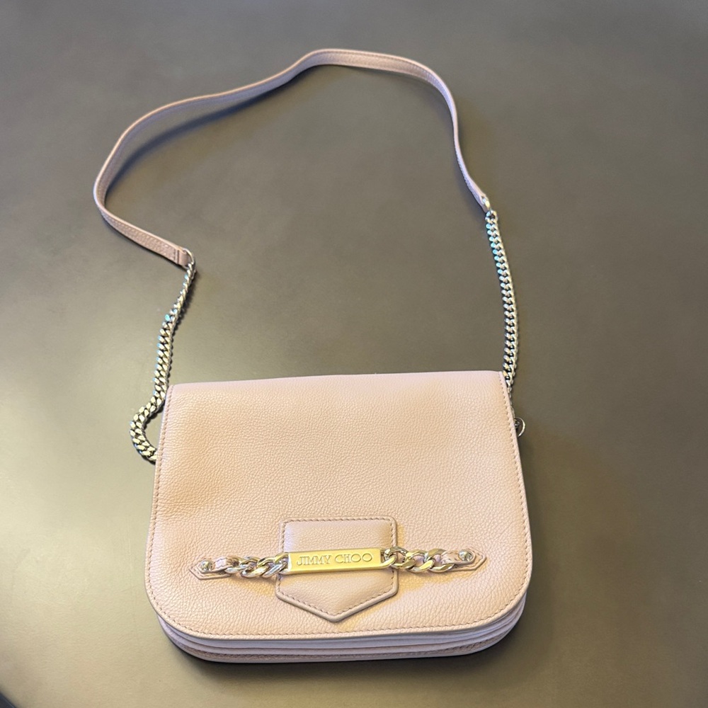 Jimmy Choo Nude Crossbody Bag with Chain Strap
